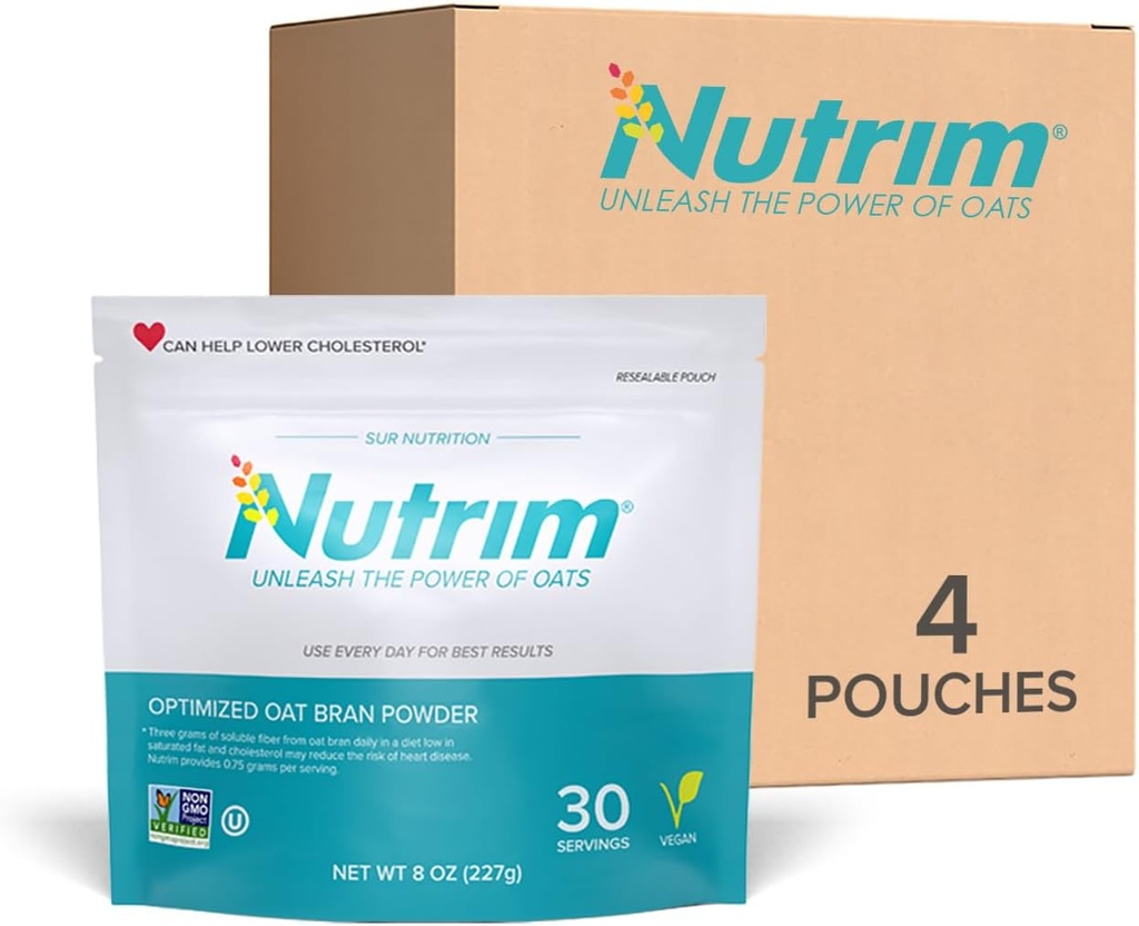 Nutrim Oat Bran Pulver mit 750mg Beta Glucan per Servieren - Easy-Mix Soluble Fiber für Cholesterol Management & Immununterstützung - Herzgesundes, Non-GMO & Vegan Oatmeal Pulver
