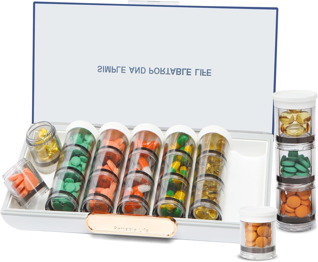 Toplive 3 Mal pro Tag Pill Organizer 7 Tage, Große tägliche Pille Organizer, Wöchentliche Medizin Vitamin Organizer Box, Fischöl Ergänzung Speicherorganizer, Separable Travel Pill Container, Weiß
