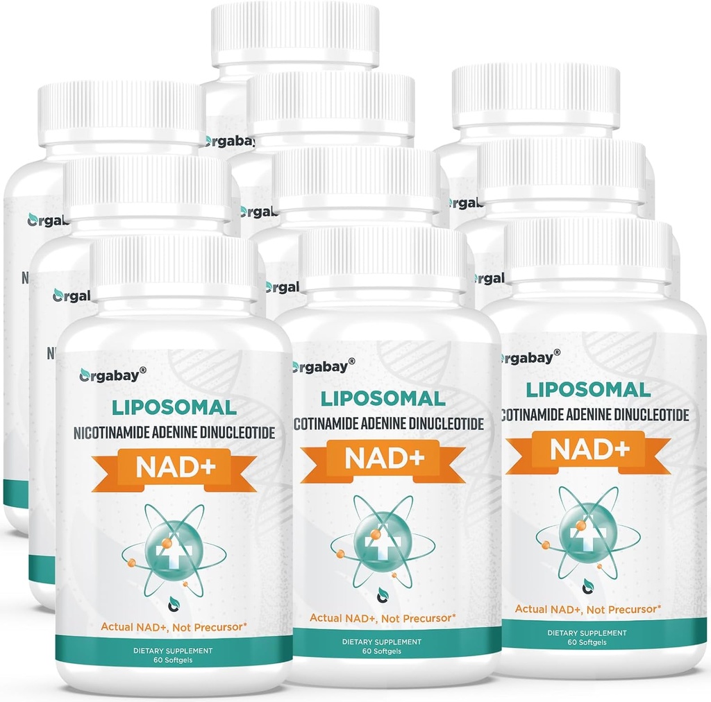 Orgabay Liposomal NAD+ Ergänzung 500 mg, hohe Absorption, Boost NAD+ mit TMG 250 mg, Actual NAD Plus Mehr Efficient Than Nicotinamid Riboside, Unterstützung Cellular Energy, Healthy Aging | 600 Softgels