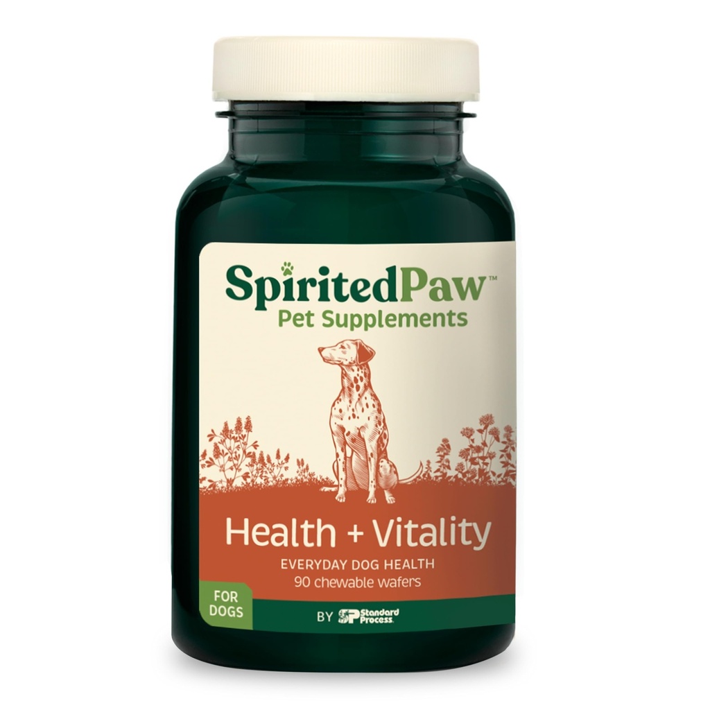 Spirited Paw Gesundheit + Vitalität für Hunde - Tierergänzung für Immunsystem, Mantel, Leber Gesundheit &amp; mehr - Hund multifunktionale Unterstützung mit Choline, Kalzium, Zink, & Vitamine D und A - 90 Kaubare Wafer