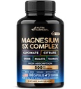 Magnesium Supplement - 5 in 1 Complex | Glycinate | Citrate | Malate | Taurate | Oxide - Made in USA - Stress, Muskel- und Herzunterstützung - Vegan, Natural, Non-GMO - 180 Kapseln, 2 Monate Versorgung
