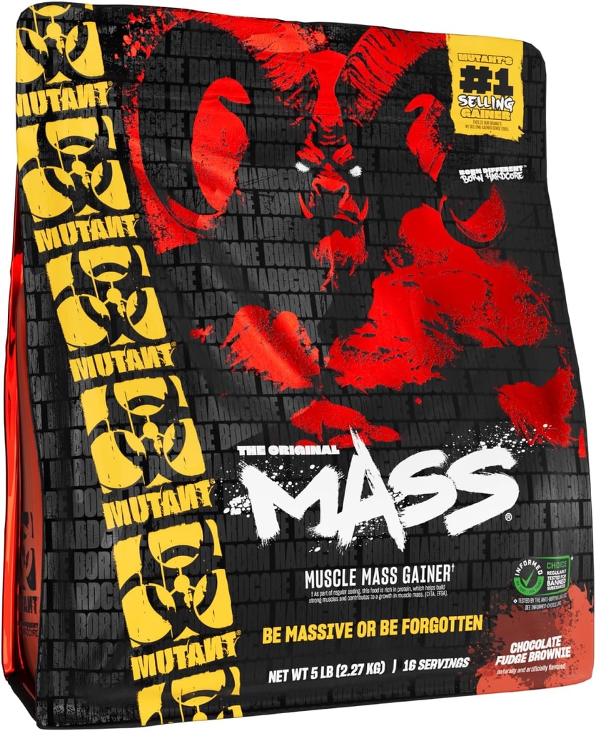 Mutant Maß Gewicht Gainer Protein Pulver - High Calorie Protein für Lean-Masse, Muskelaufbau, & Bulking - 5 Pfund - Schokolade Fudge Brownie