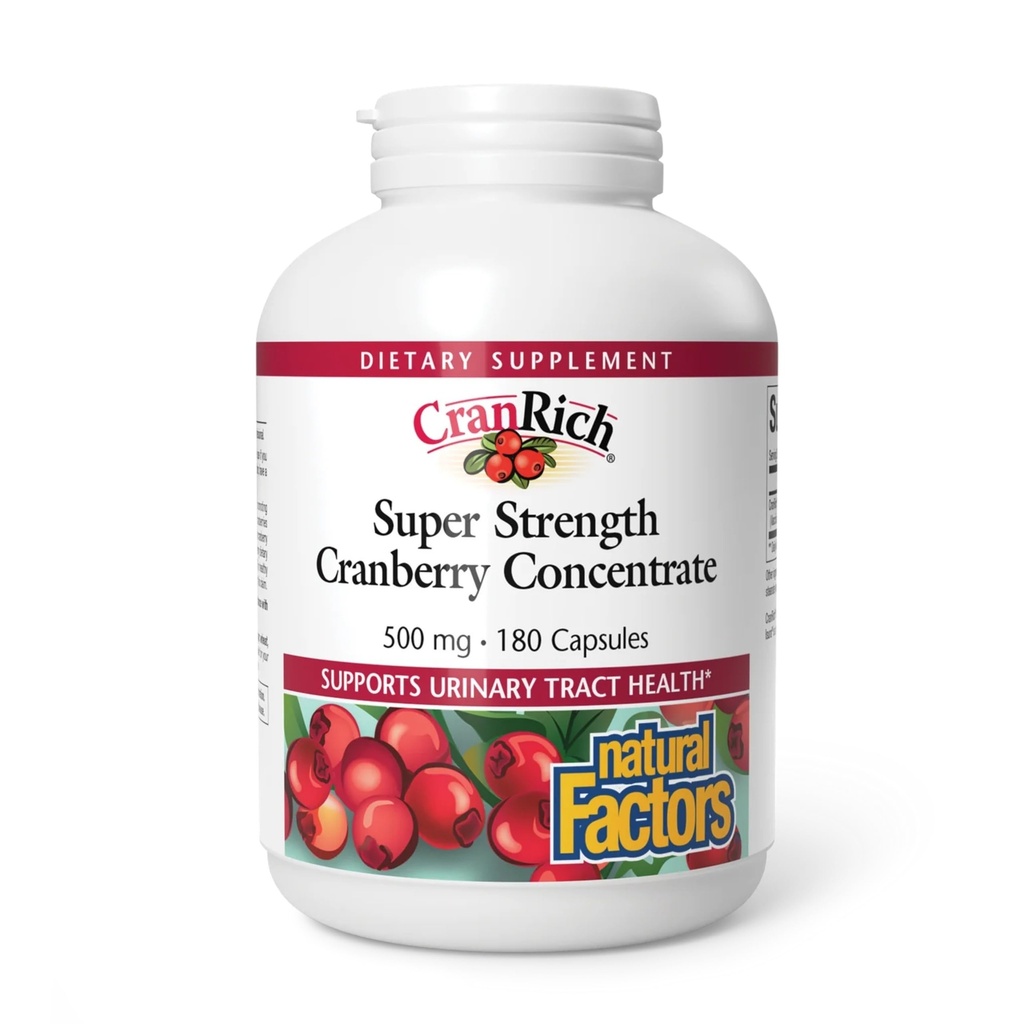 Natürliche Faktoren CranRich Super Strength Cranberry Konzentrat - Antioxidans Support Supplement mit Cranberry Konzentrat - Aids Urinary Tract & Bladder Health - 180 Kapseln (180 Portionen)