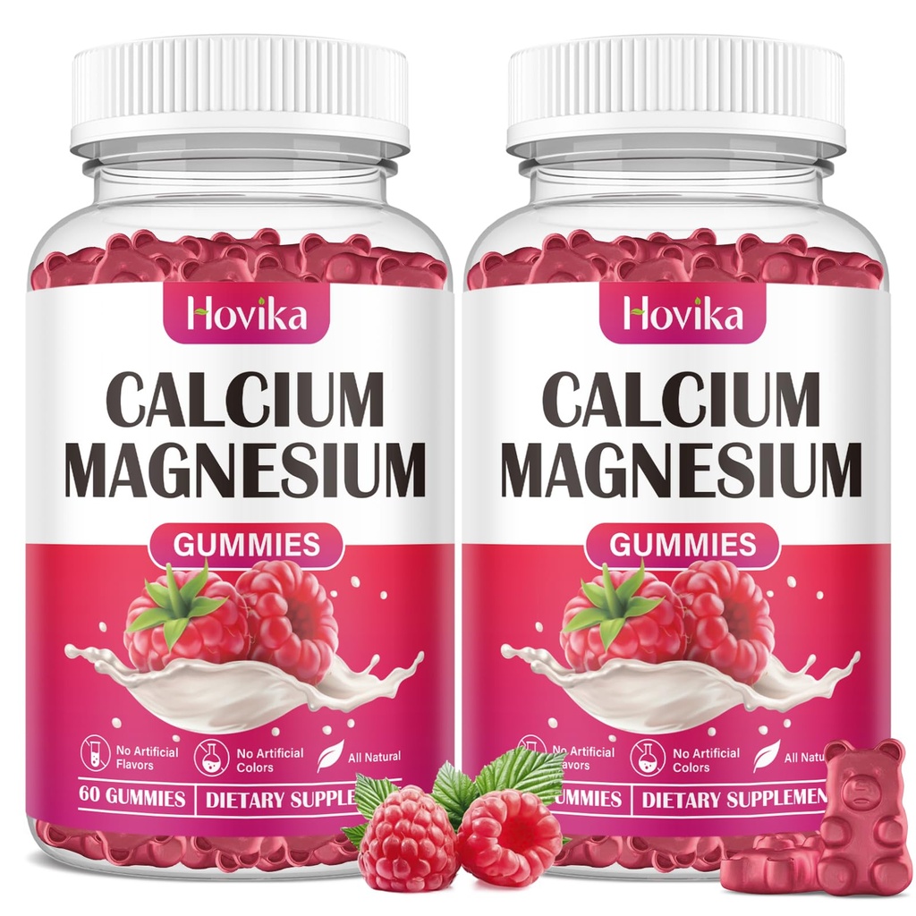Calcium Magnesium Zink Gummies-Calcium Magnesium 2:1 Verhältnis mit Vitamin D3, K2, B6, B12 für Knochenstärke, Muskelfunktion & Nerve Gesundheit, extra Absorption Formel, Vegan, Himbeer Flavor 120 Gummis