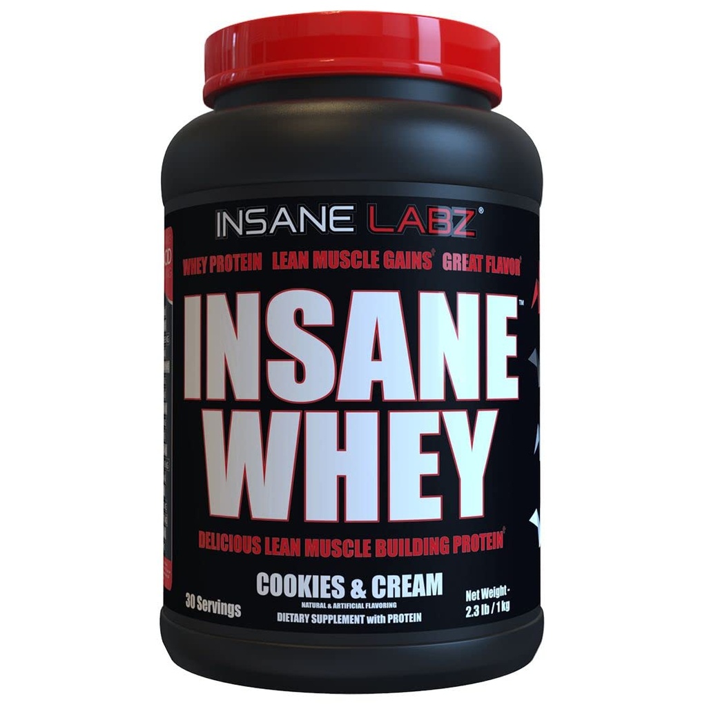 Insane Labz Insane Whey,100% Muskelaufbau Whey Protein, BCAA Amino Profil, Masse Gainer, Meal Ersatz (Cookies & Cream, 30 Portionen)