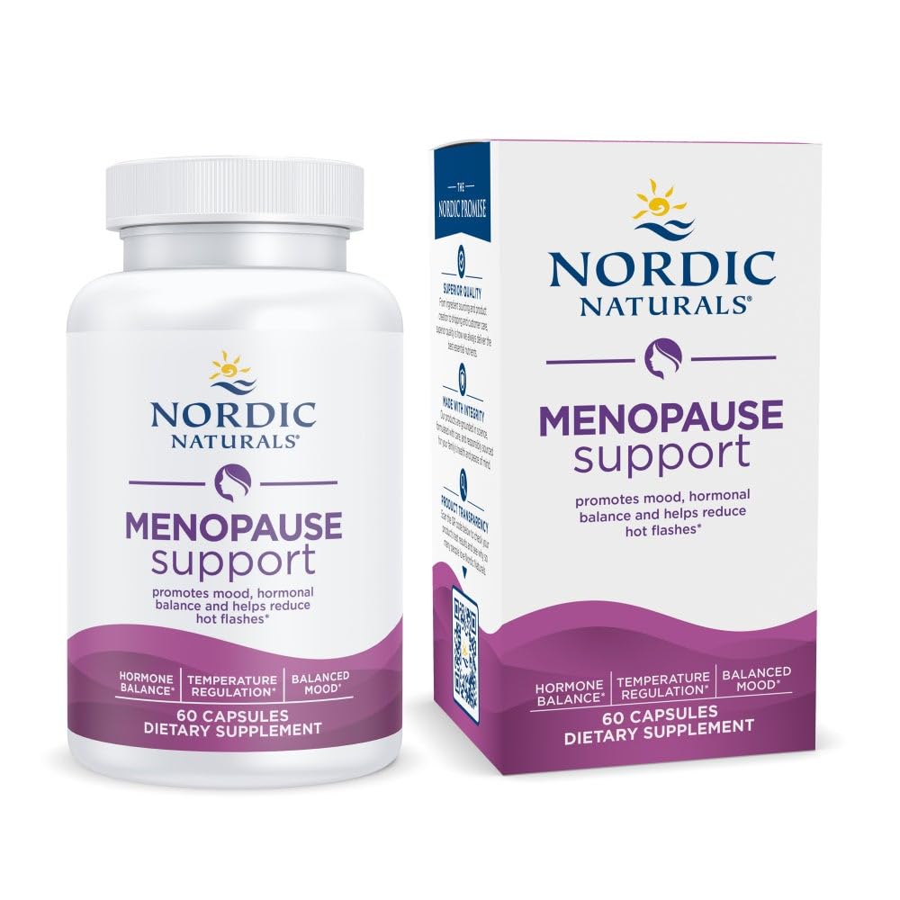 Nordic Naturals Menopause Support -Unflavored - 60 Kapseln - Women's Hormone Support Supplement für Menopause, Mood Balance & Hot-Flash Support - Pflanzenbasierte Kräuter und Phytoöstrogene - 30 Portionen