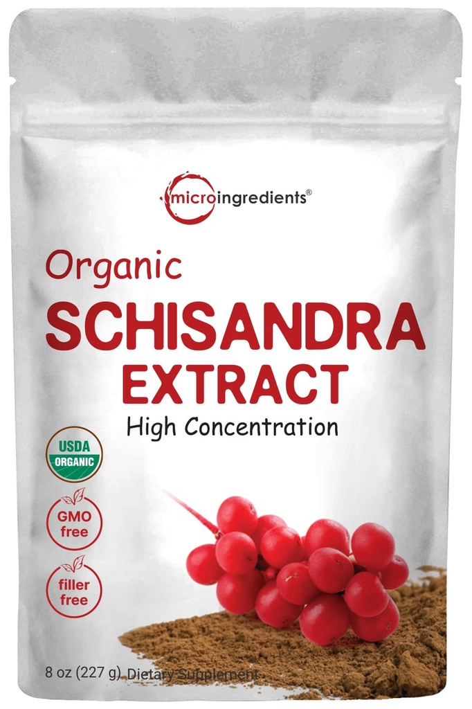 Bio Schisandra Extrakt Pulver, 8 Unze, traditionelles Adaptogen und Füllstoff frei, reine Schisandra Ergänzung, unterstützt Leber Detox und kognitive Gesundheit, keine GVO