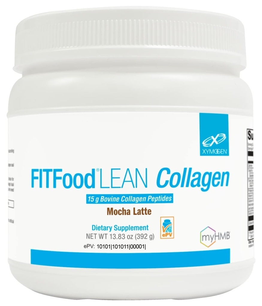 XYMOGEN FIT Lean Food Collagen - Muscle Recovery & Connective Tissue Support - Collagen Peptide Protein Powder - with HMB & Vitamin D3 - Mocha Latte - 14 Servings (13.83 oz)