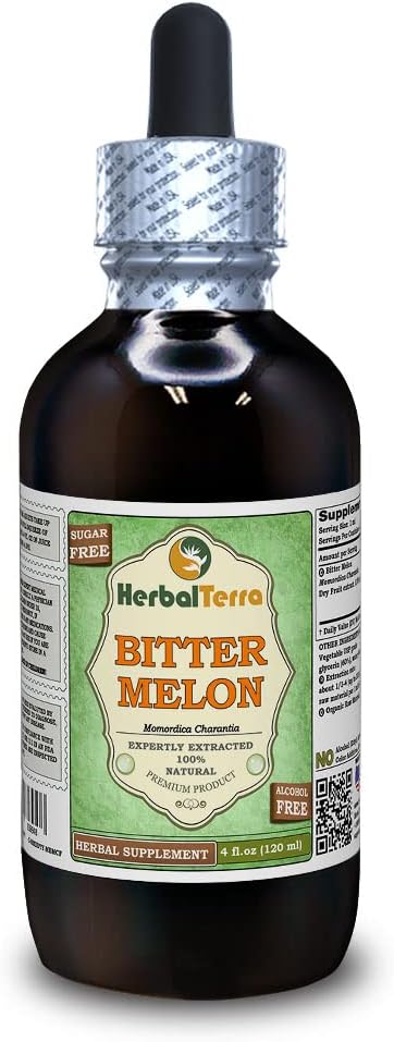 Bitter Melon (Momordica Charantia) Glycerit, Organic Dried Fruit Alcohol-Free Liquid Extract (Markenname: HerbalTerra, Proudly Made in USA) 4 fl.oz (120 ml)