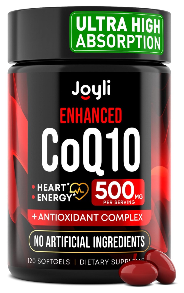 High Absorption CoQ10 500MG - Co Q 10 Supplement 120 Softgels für Herz-Gesundheit-Energie-Produktion - Verbesserte CoQ10 Nahrungsergänzungsmittel mit Coenzym Q10 - Alternative zu coq10 400mg Softgelen
