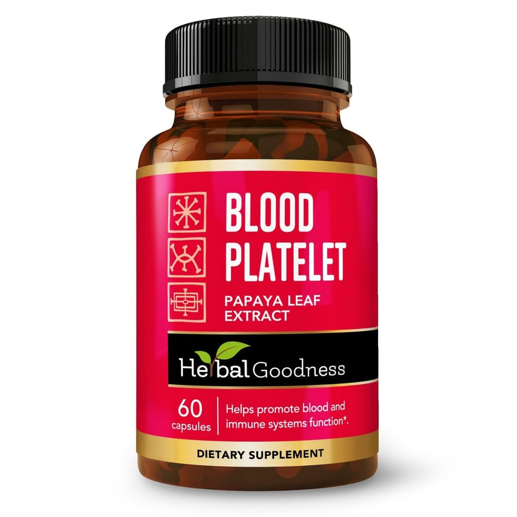 Kräuter-Güte Papaya Blatt Blut-Platelet Kapseln - 60/600mg 20x Stärke - Blut-Platelet, Knochen Marrow, Immununterstützung - Blutreiniger-Formel - Herbal Remedy - Made in USA