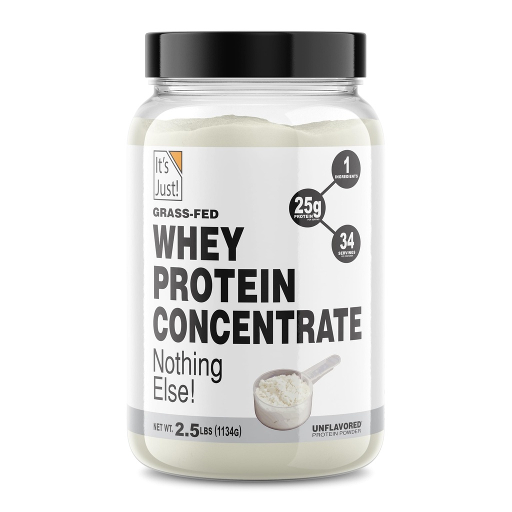 Es ist Just! - 100% Whey Protein Konzentrat, Gras-Fed Weide Raised, Made in Australia, RBST/rBGH Hormone Free, Premium WPC-80, No Added Flavors (Gras-Fed Unflavored, 2.5 Pound)