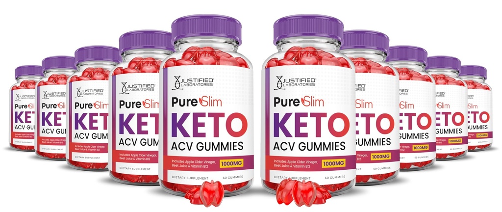 (10 Pack) Pure Slim Keto ACV Gummies Advanced Formula 1000MG PureSlim Keto Gummies Apfel Apfel Apfelessig Formuliert mit Granatapfelsaft Pulver B12 Vegan Non GMO 600 Gummys