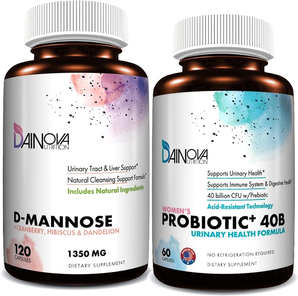 D Mannose Kapseln und Probiotika für Frauen Bundle I Urinary Tract + Vaginal Health Support I UTI und Yeast Infection Control I Vegan, Gluten Free I Made in USA