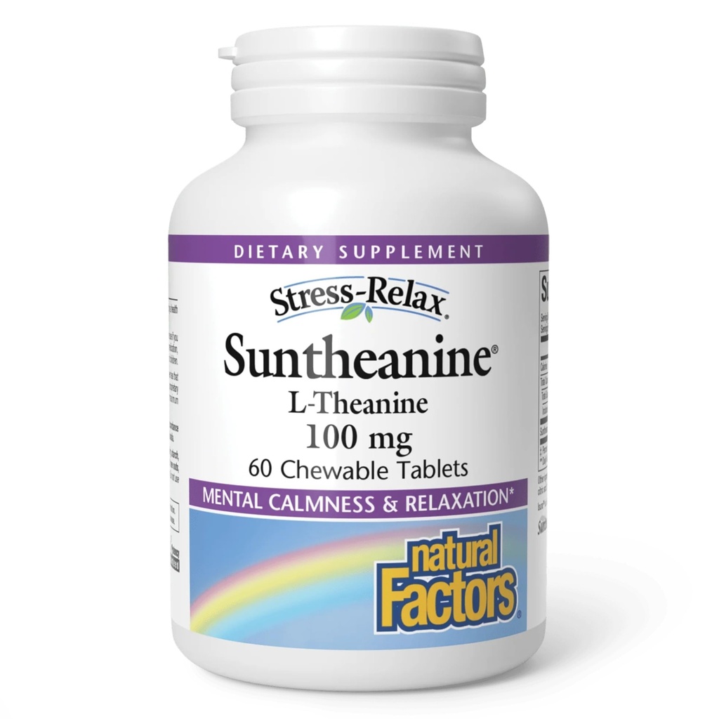 Natürliche Faktoren Suntheanine L-Theanine 100 mg - Health Supplement for Calm Outlook - L-Theanine Supplement unterstützt entspannende Schlaf & Aids gegen Drowsiness - 60 Kautabletten (30 Portionen)