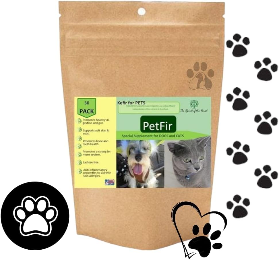 Petfir Pack Kefir für Hunde und Katzen Ergänzung Haustiere probiotischer Hund Fortgeschrittene probiotische Formel für Hund (50 gr)