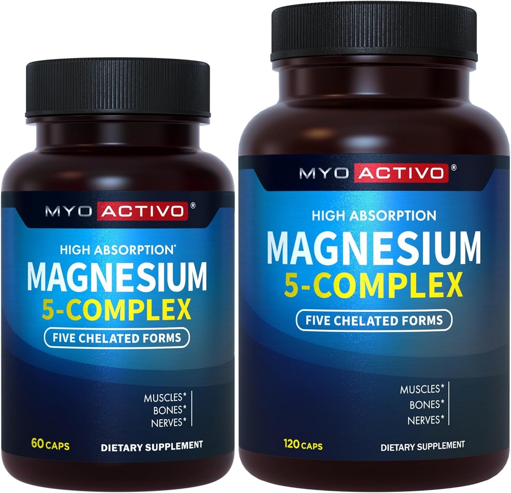 60ct + 120ct - MyoActivo 5-in-1 Magnesium Complex - Hohe Absorption - Chelat Magnesium