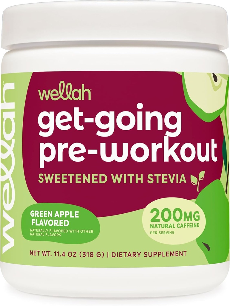 Wellah Get-Going Pre-Workout Drink Mix (Green Apple Flavored, 30 Portionen)