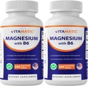 Vitamatic Magnesium mit B6-180 Vegetarische Tabletten (Unbeschichtet) - Hinzugefügt B6 für maximale Absorption - unterstützt Muskel, Gelenk und Herzgesundheit - 2 Pack