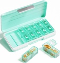 AM PM Pill Organizer 2 Mal A Day, 7 Tage Pille Box Wöchentliche Pille Organizer Reisen mit separaten Container, tragbaren Tagesmedizin Planner Dispenser Fall für Vitamin, Fischöle, Ergänzungen(Grün)
