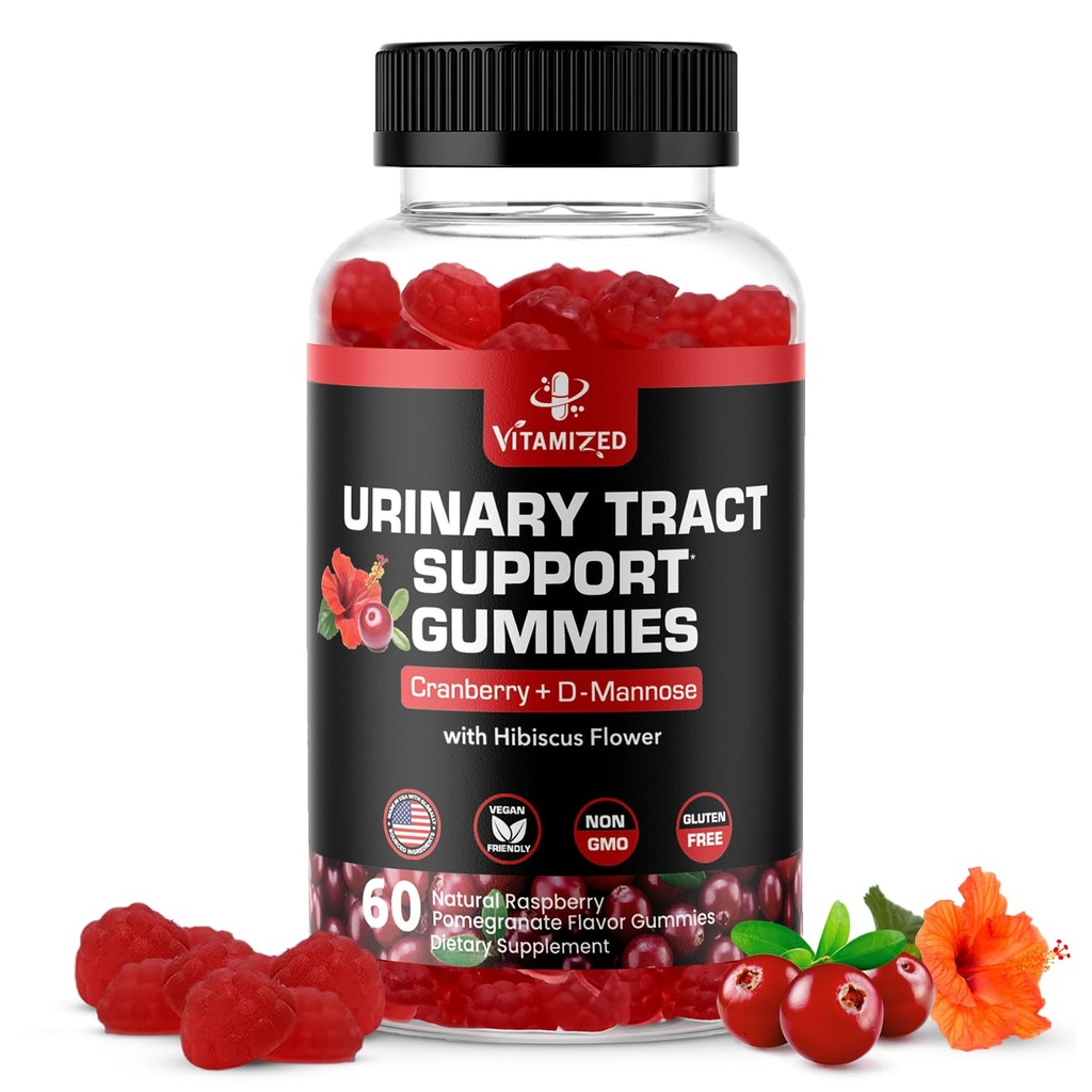 Potent Cranberry Gummies 1500mg mit D Mannose - Urinary Tract Health für Damen & Herren, Urinary Flush & Bladder Fast-Acting Support Supplements mit Hibiscus Powder, 60 Count