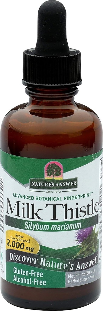 Nature's Answer Milk Thistle Extract | Fördert gesunde Leberfunktion | Cleanse und Detox Supplement | Non-GMO, Kosher Certified & Gluten-Free 1oz (2 Pack)