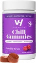 VitaHustle Chill Gummi für Stressentlastung, 300 mg KSM 66 Ashwagandha, L-Theanin, Vegan, Mood Gummies, Balance Cortisol, Fokus (Passionsfrucht) 50 Count