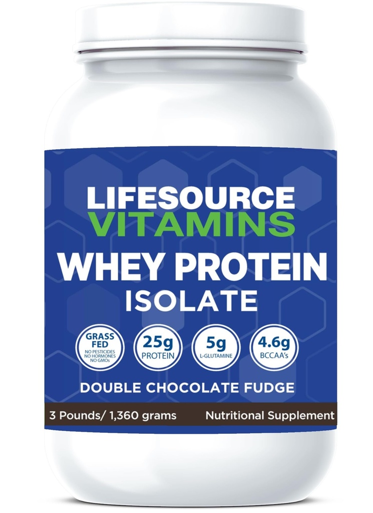 LifeSource Vitamine 3 lb - US Dairy Cows Gras Fed Whey Protein Isolate - Double Chocolate Fudge gesüßt w/Stevia - 3 lb Pulver