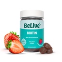 BeLive Biotin Gummis mit MultiVitamins, Folate, Inositol – Unterstützt Haarwachstum, Gesunde Haut & Nails – Vegan, Pektin basiert – Erdbeer-Flamvor (1)