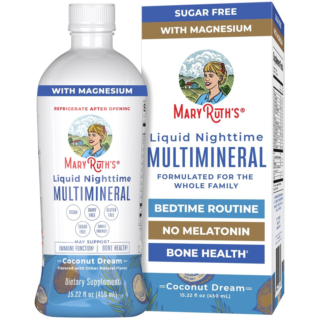 MaryRuth's Liquid Nighttime Multimineral | No Melatonin | Bedtime Routine | Magnesium Citrate | Calcium | Zink | Vitamin D3 | Erhältlich in 4 Geschmack - Vegan | Zuckerfrei | Glutenfrei | 15.22 Oz