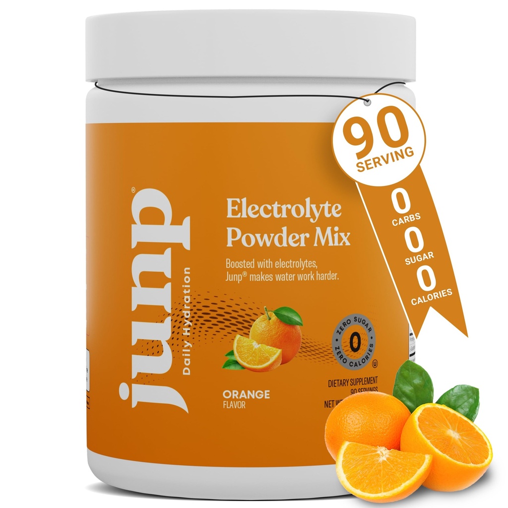 JUNP Elektrolyte Pulver Kein Zucker keine Kohlenhydrate, Sweet Tangy Citrus Orange Keto Elektrolyt Getränke Mix, Kalium & Salz Hydration Pulver Elektrolyte Zero Calorie Zucker freies Elektrolytpulver, 90 Portionen