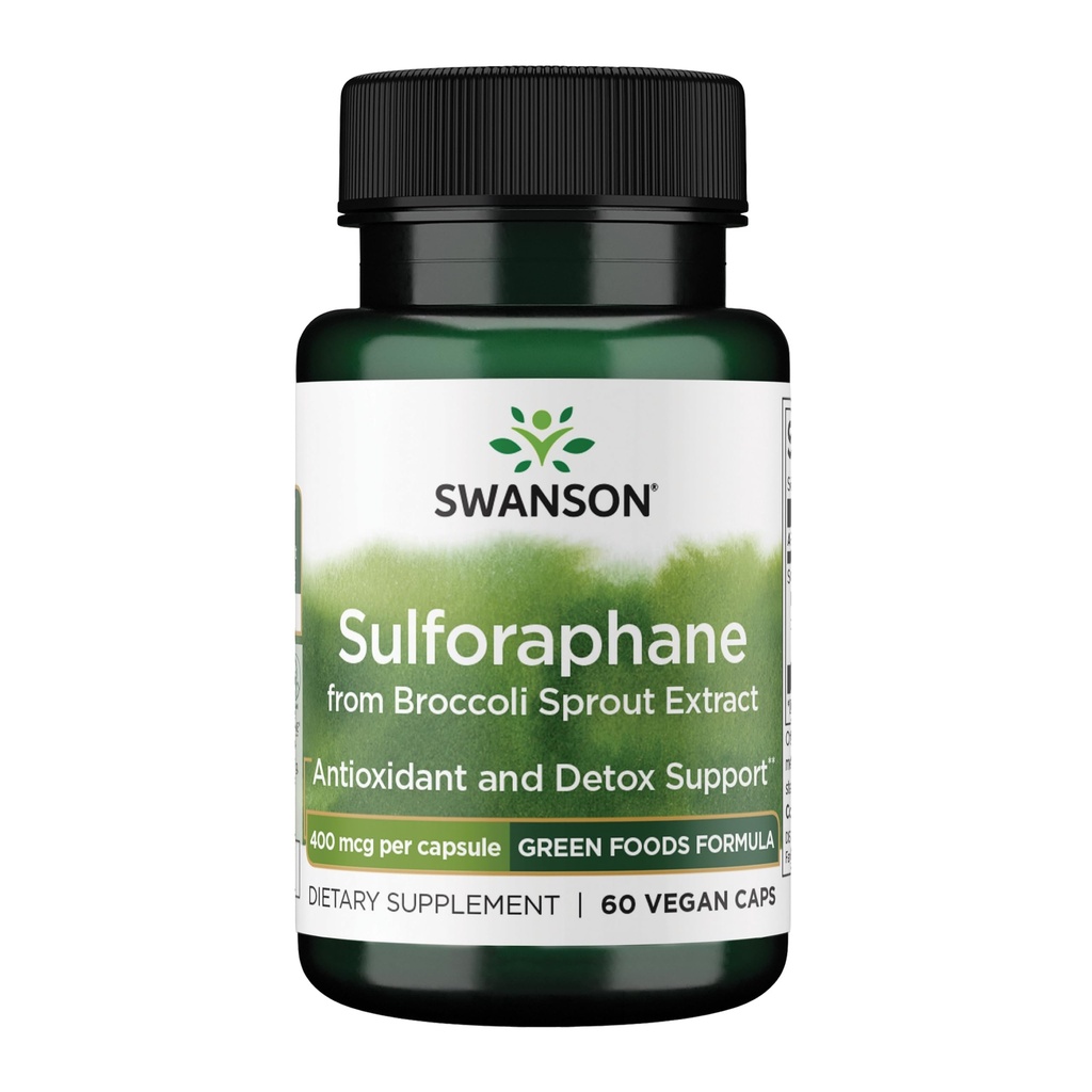 Swanson Sulforaphane - Broccoli Sprout Extrakt Unterstützung Cellular, GI Tract und Liver Gesundheit - Natürliche Ergänzung Standardisiert auf 0.4% Sulforaphane - (60 Veggie Kapseln, 400mcg Jeder)