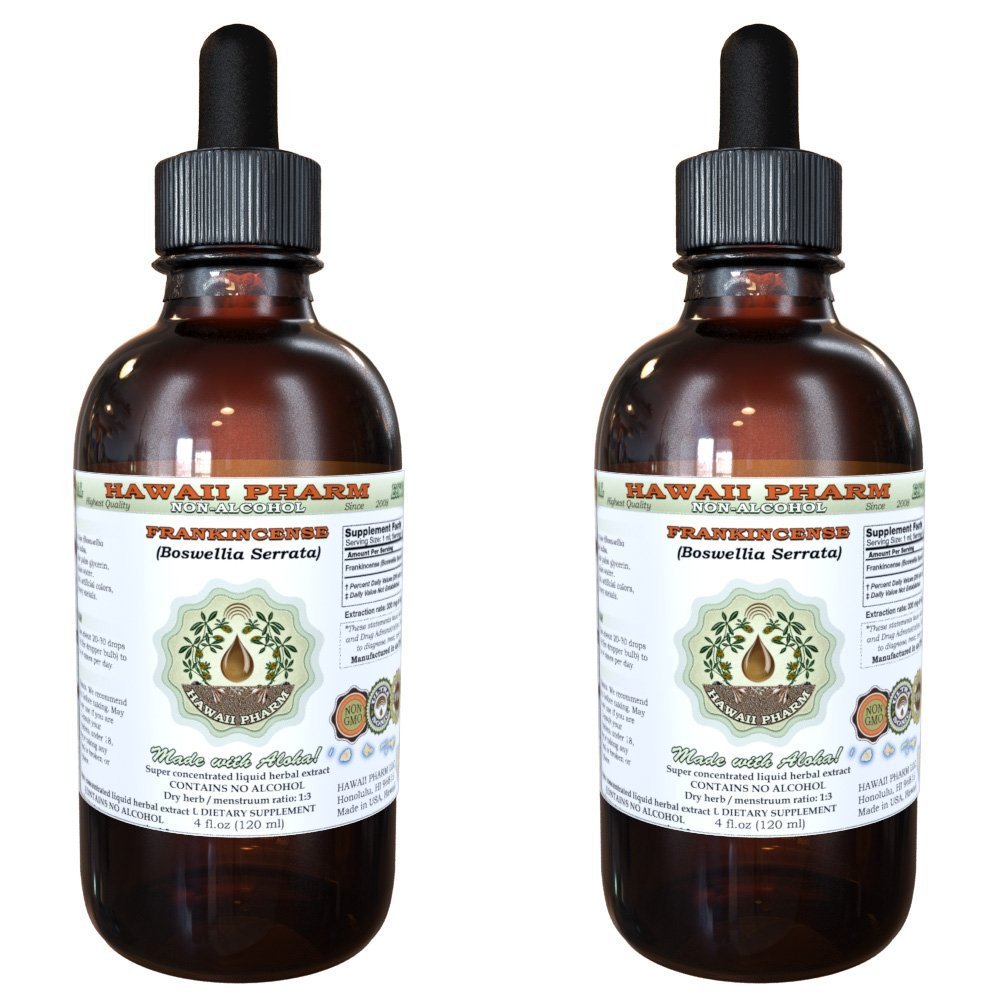 Frankincense Alkoholfreier Flüssigextrakt, Frankincense (Boswellia Serrata) Getrocknetes Harz Glycerit Hawaii Pharm Natural Herbal Supplement 2x4 oz