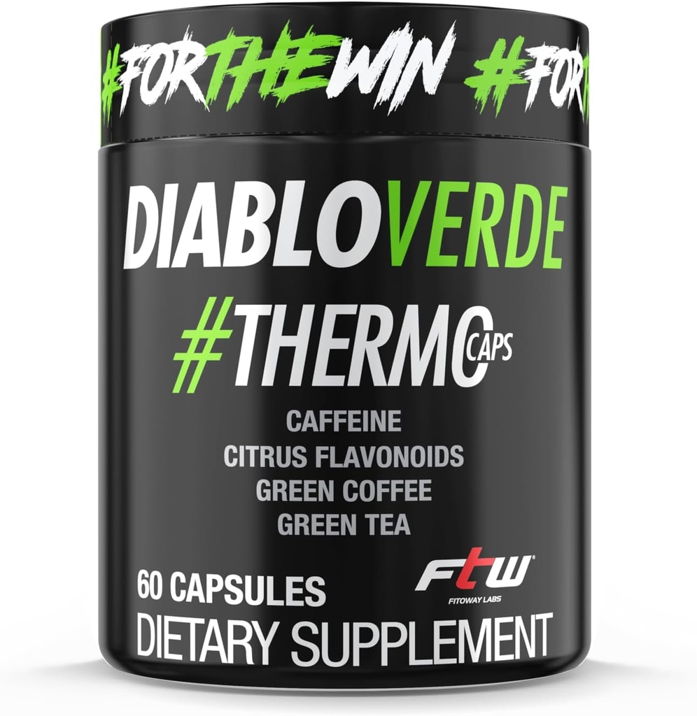 Diablo Verde Thermo Caps - 395mg Koffein, Citrus, Grüner Kaffee, Grüner Tee - 60 Kapseln, 60 Servierungen