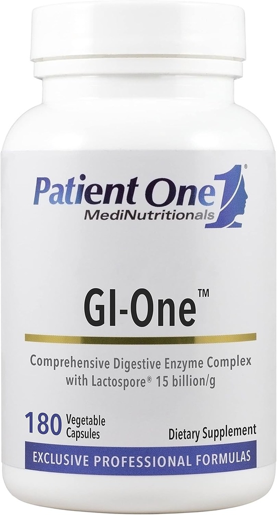 Patient One GI-One | Supplement zur Unterstützung von Nahrungsmetabolismus und Nährstoffaufnahme* | mit Verdauungsenzymkomplex und mehr | 180 Kapseln