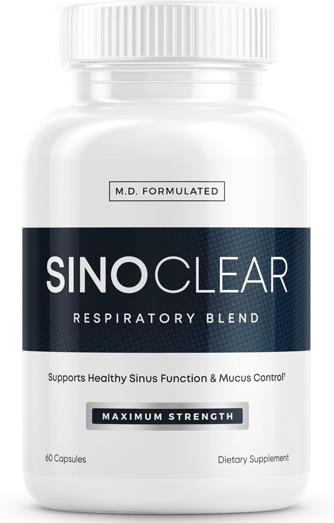 SinoClear Lung Detox & Sinus Druckentlastungsergänzung (60 Caps): Saubere und natürliche Nasenentlastung, Sinus Relief, & Lung Cleanse Blend - NAC, Andrographis, & Thyme Leaf - GMO-Free & Made in USA