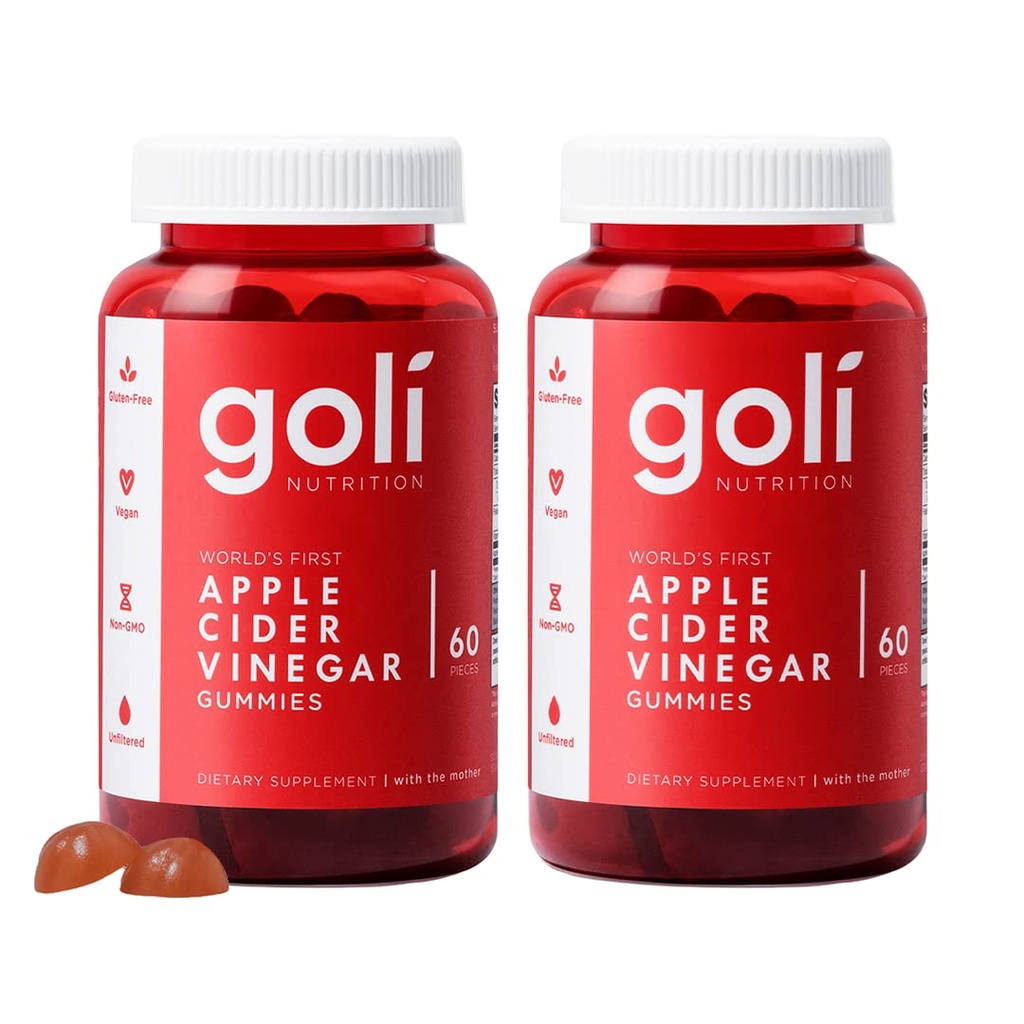 Goli Nahrungsergänzungsmittel, Apfel Apfelessig Gummy Vitamine Ernährung, 2 Packung 60 Zähler