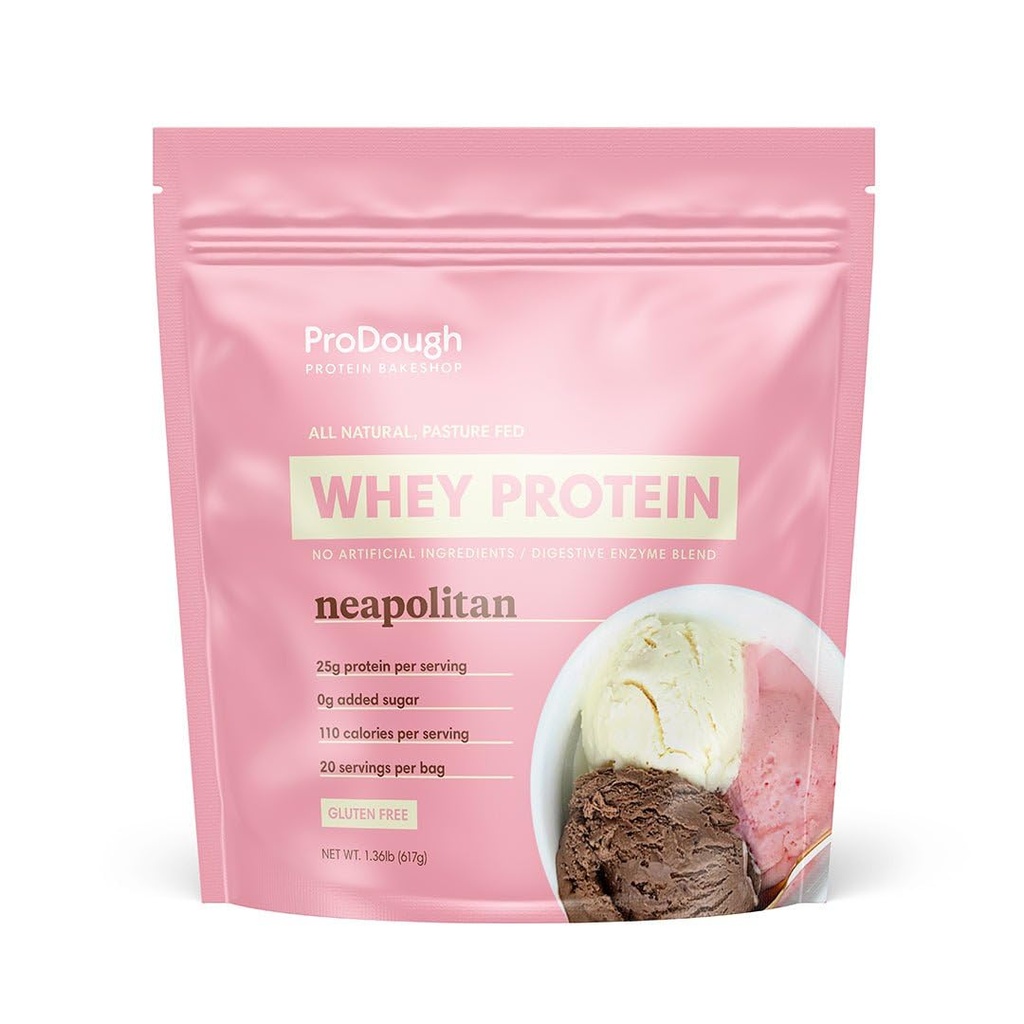 ProDough Gourmet Whey Isolate Hydrolisiertes Proteinpulver für Shake Mix- Easy Digest Enzyme Blend, 25g Protein pro Servierung, natürliche Inhaltsstoffe, Glutenfrei, Keto Friendly (Neapolitanisch)