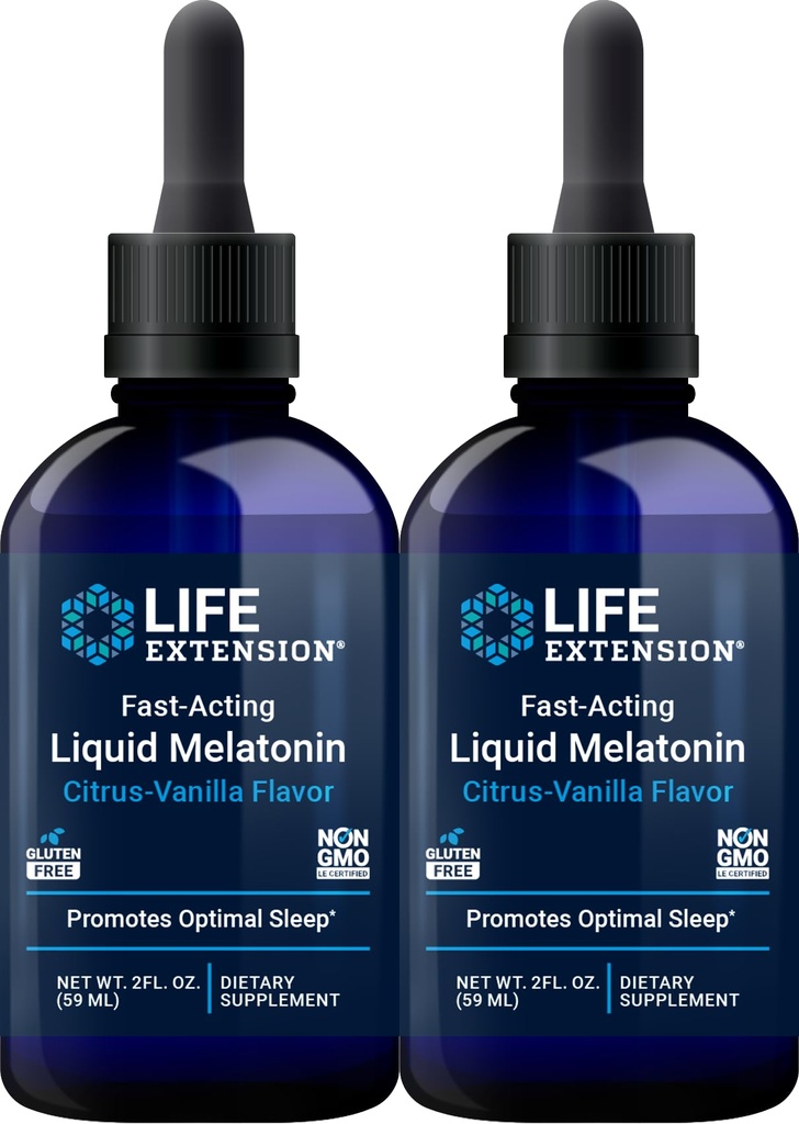 Life Extension Fast-Acting Liquid Melatonin (Citrus-Vanilla), 2 flüssige Unzen (Pack von 2)