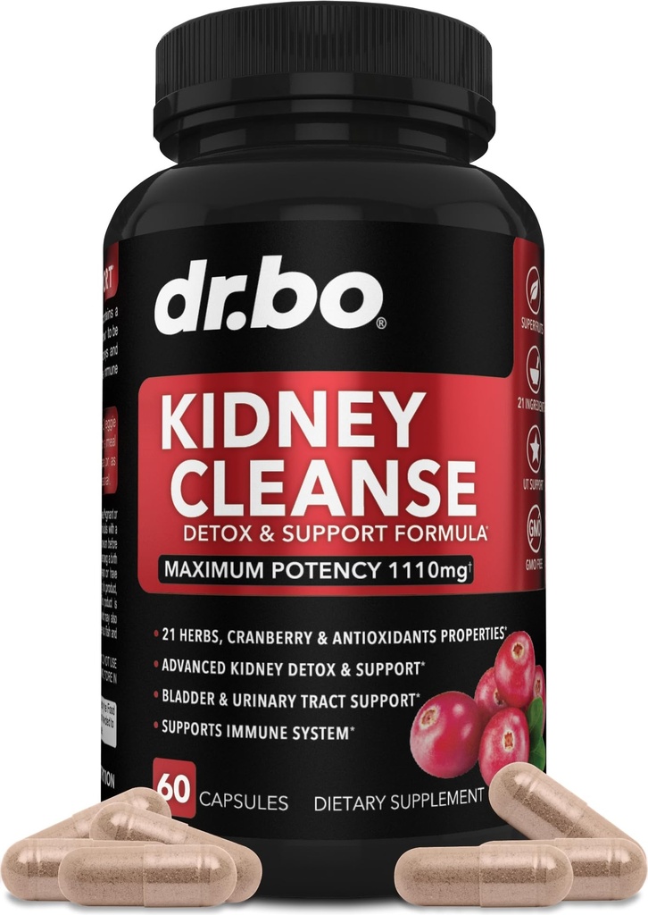 Kidney Cleanse Detox Support Supplement - Natürliche Cranberry, Wacholderbeeren, Buchu & Uva Ursi Extract, um Nieren, Blasen und Urinary Tract Health Supplements zu unterstützen - Kräutern Nierenmischung Formel Pillen
