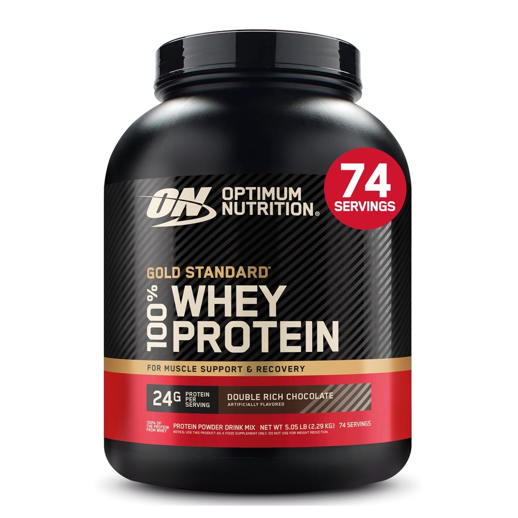 Optimum Nutrition Gold Standard 100% Whey Protein Powder, Double Rich Chocolate, 5 Pfund (Packaging May Vary)