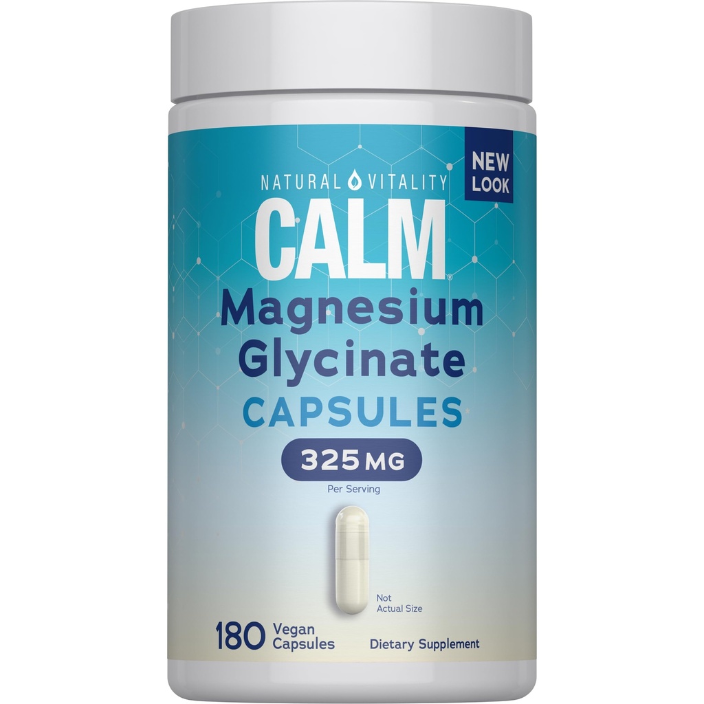 Natürliche Vitalität ruhig, Magnesium Glycinat unterstützt Knochen, Muskel, Herz, & Nerve Gesundheit, Non-GMO, Vegan, Glutenfrei 180ct