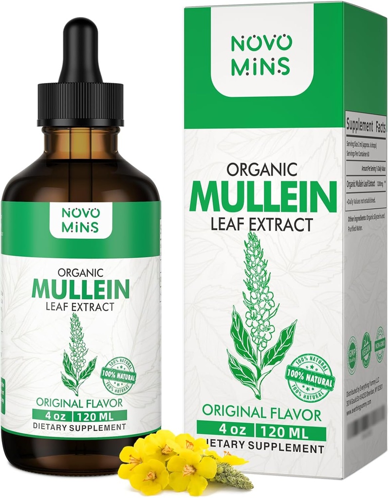 Mullein Leaf Tincture - Lung Cleanse - Vegan Lung Detox - Respiratory Health and Immune Support Drops - Natural Supplement Liquid Extract 4 fl.oz. Chlorphyll