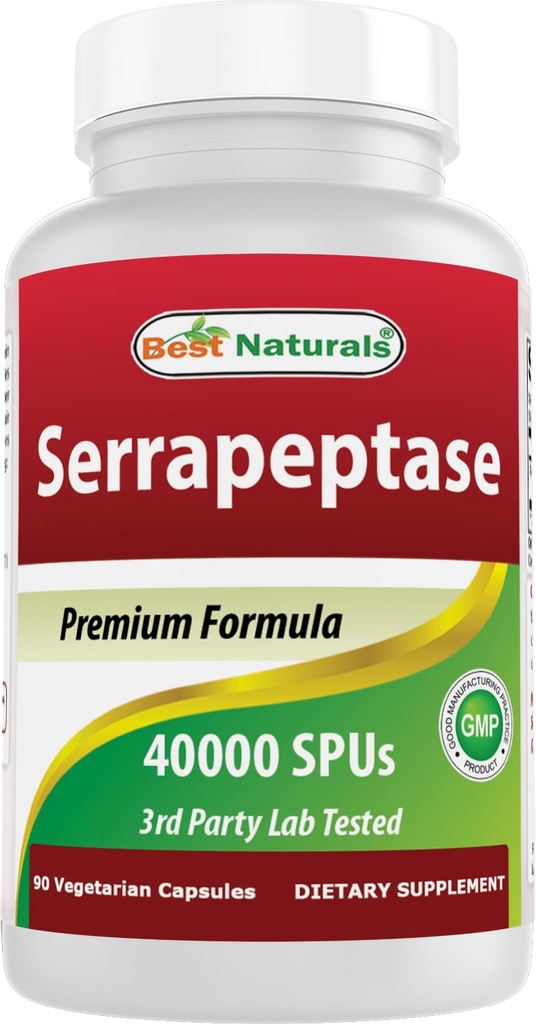 Best Naturals Serrapeptase 40000 SPUs 90 Vcaps (90 Count (Pack von 1))