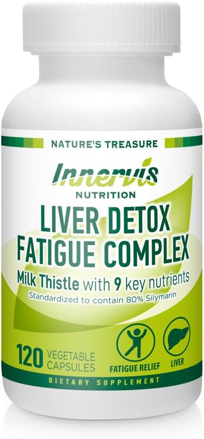 Liver Detox & Energy Support – Milchdistel + 9 Hauptbestandteile, Stoffwechsel & Leber Gesundheit, 120 Veg Kapseln | Innervis Nutrition