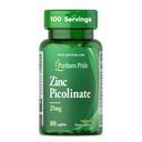 Puritan's Pride Zink Picolinate Zink 25mg mit Calcium und Phosphor, vegetarische Nahrungsergänzung für Immunsystem, Energiemetabolismus, Zellteilung und Wachstumsunterstützung, 100 Caplets