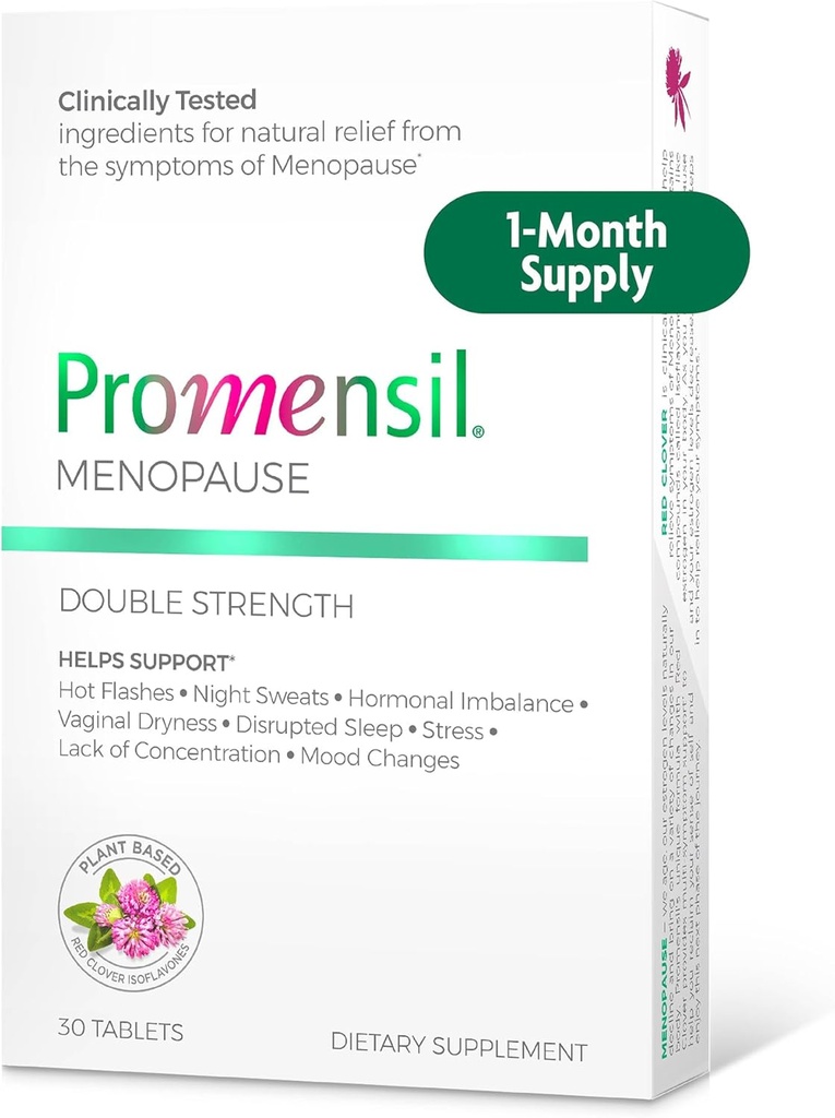 Promensil Menopause Double Strength - Menopause Ergänzungen für Frauen, Red Clover Isoflavones, Hilft Hot Flashes, Nacht Sweats, Restlessness - 30 Count