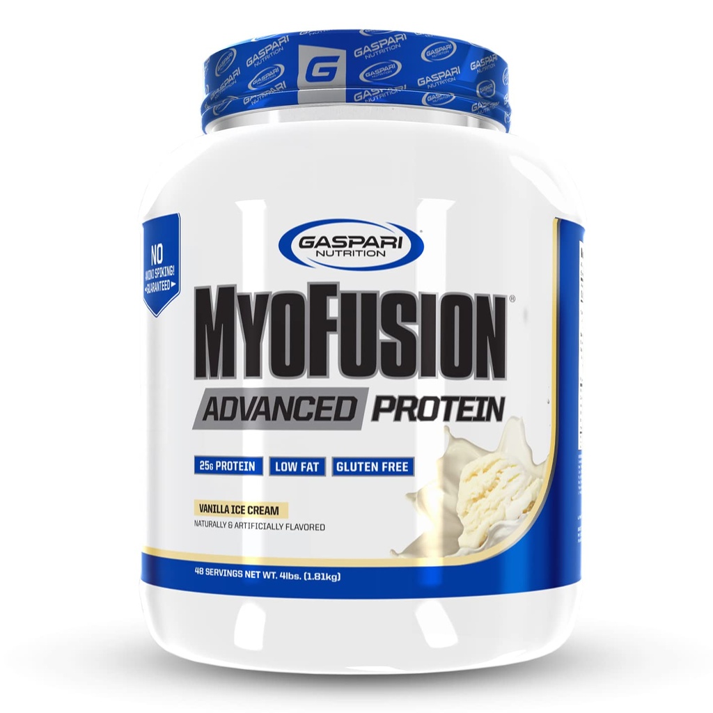 Gaspari Nutrition Myofusion Advanced Protein, Protein Blend mit Whey Protein, Casein Protein und Isolate Protein, Low Fat and Gluten Free (4lbs, Vanilla Ice Cream)