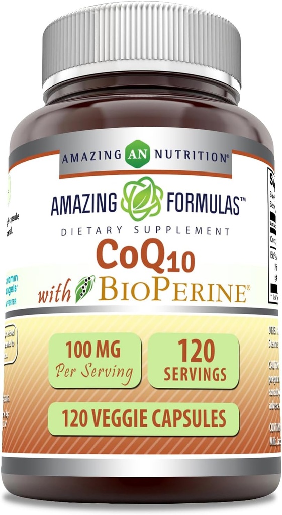 Erstaunliche Formeln CoQ10 mit BioPerine 100 Mg | Vegetarische Kapseln Ergänzung | Non-GMO | Gluten-Free | Made in USA (1 Pack | 120 Count)